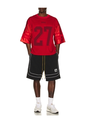 Rhude Lightning Football Jersey in Red. Size M. Also in XL/1X, XXL/2X.