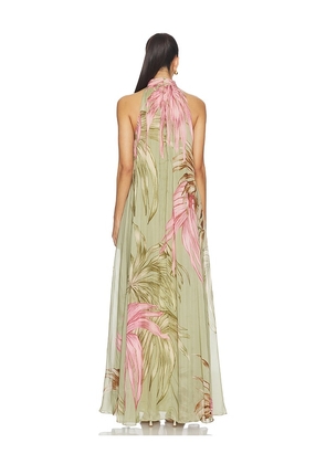 ROCOCO SAND Flared Maxi Dress in Green. Size S. Also in XS, M.