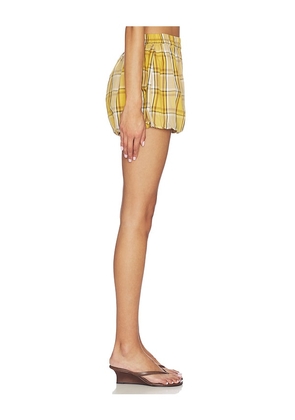 Sea Copeland Plaid Shorts in Yellow. Size L. Also in XS, S, M, XL.