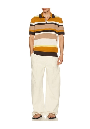 Scotch & Soda Structured Striped Knitted Polo in Brown. Size L. Also in S, M, XL/1X, XXL/2X.