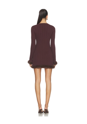 SNDYS Pearse Faux Fur Mini Dress in Brown. Size L. Also in M, S, XL, XS, XXL, XXS.