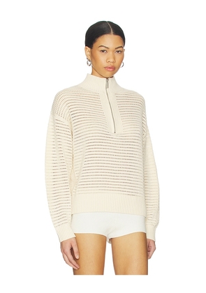 Sanctuary Open Knit 1/2 Zip Sweater in Cream. Size L. Also in S, M, XL.