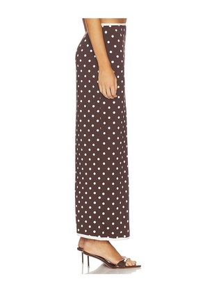 Rowen Rose Polka Dots Long Skirt in Brown. Size 32. Also in 34, 36, 38, 42.