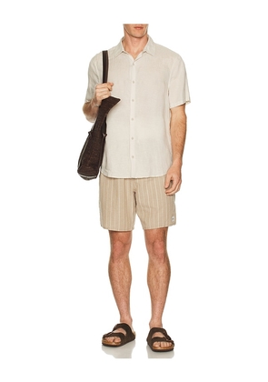 Rhythm Seersucker Stripe Jam Shorts in Brown. Size 30. Also in 32, 33, 34, 36.