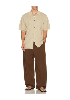 Rhythm West Winds Stripe Shirt in Brown. Size L. Also in S, M.