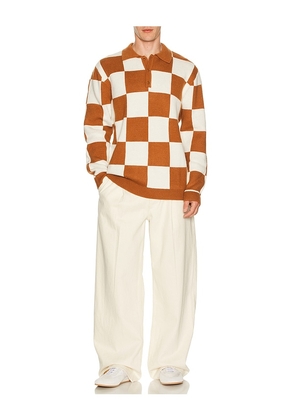 Rhythm Rhumba Check Knit Polo in Brown. Size L. Also in XL/1X.