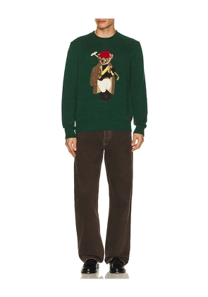 Polo Ralph Lauren Long Sleeve Cotton Linen Society Bear Rollneck Sweater in Green. Size L. Also in M, XL/1X, XXL/2X.