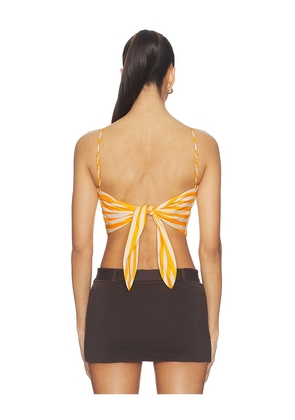 SIMONMILLER Kit Poplin Tie Top in Mustard,White. Size XS. Also in S, M, L, XL.