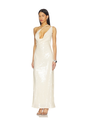 SNDYS Johanna Sequin Maxi Dress in Cream. Size XXS. Also in L, M, S, XL, XS.