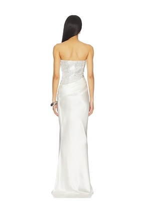 retrofete Alexandra Dress in Metallic Silver,White. Size S. Also in XXS, XS.