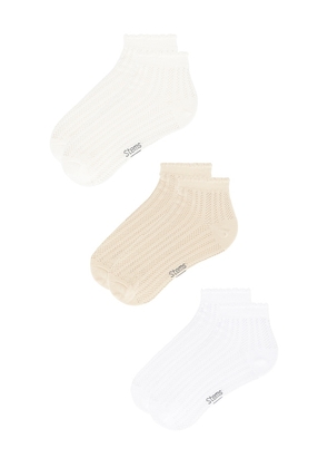 Stems 3-pack Lace Knit Ankle Socks in Neutral.