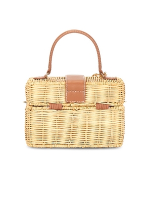 self-portrait Rattan Cherry Charm Mini Basket Bag in Neutral,Tan.