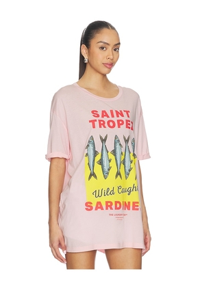 The Laundry Room Saint Tropez Sardines Oversized Tee in Blush. Size L. Also in XS, S, M.
