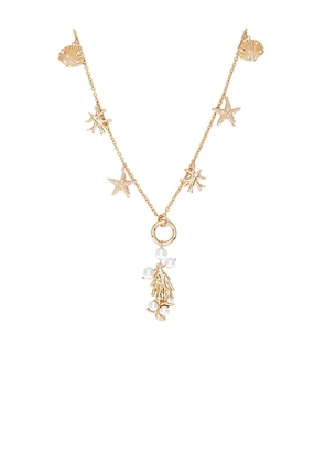 self-portrait Gold Coral Charm Necklace in Metallic Gold.