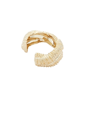 self-portrait Textured Gold Twisted Cuff in Metallic Gold.