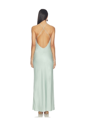 Rue Sophie Faye Satin Dress in Sage. Size L. Also in M, S, XL.