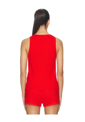 Soft Goat Pointelle Singlet Top in Red. Size XS. Also in S, M, L, XL.