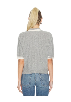 Soft Goat Striped Pique Top in Grey. Size L. Also in XS, S, M, XL.