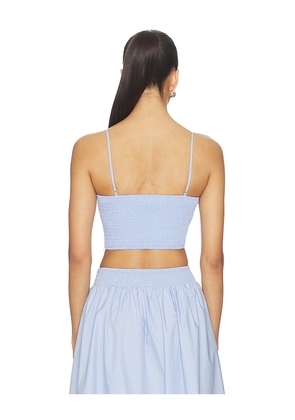 Susana Monaco Poplin Smocking Back String Top in Baby Blue. Size XS. Also in S, M, L, XL.