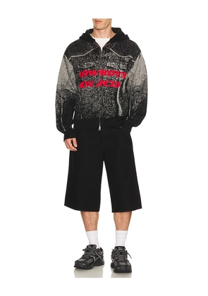 Pleasures Acid Cowboy Knitted Hoodie in Black. Size L. Also in S, XL/1X.