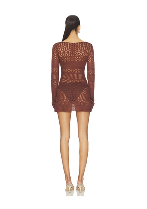 SNDYS Shani Crochet Mini Dress in Brown. Size S. Also in L.