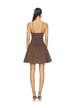 Susana Monaco x REVOLVE Poplin String Smocking Dress in Brown. Size L. Also in XS, S, M.
