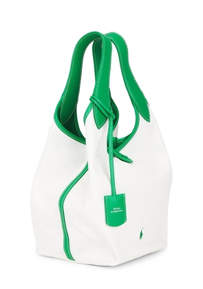 Polo Ralph Lauren Canvas Poly Medium Tote in White,Green.