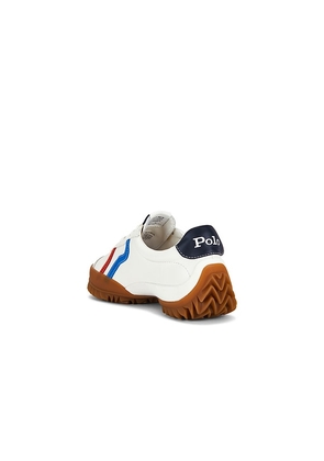 Polo Ralph Lauren Nappa Leather Low Top Sneakers in White. Size 10. Also in 6, 6.5, 7, 7.5, 8, 8.5, 9.5.