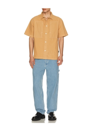 STAN RAY Short Sleeve Painter Shirt in Brown. Size L. Also in S, M.