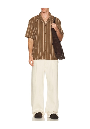 Rhythm West Winds Stripe Shirt in Brown. Size S. Also in M, L, XL/1X.