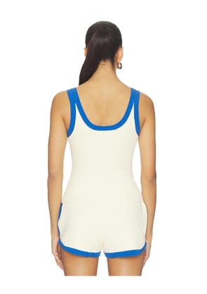 P.E Nation Odyssey Knit Tank Top in White,Blue. Size XS. Also in M, L, XL.
