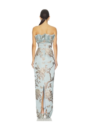 SAU LEE Noah Brocade Gown in Baby Blue. Size 0. Also in 2, 6, 8, 00, 4, 10, 12.