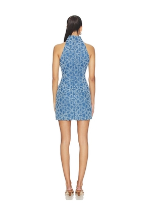 SAU LEE Eva Denim Dress in Blue. Size 00. Also in 0, 2, 4, 6, 12.