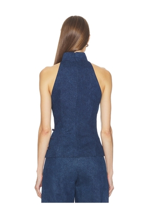 SAU LEE Ezra Denim Top in Blue. Size 0. Also in 00, 2, 6, 8, 4, 10.