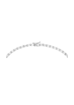 SHASHI Oval Tennis Necklace in Metallic Silver.