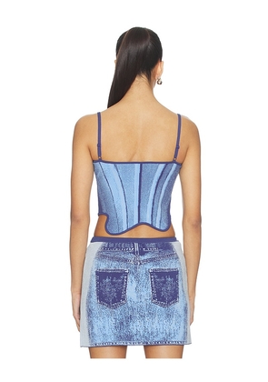 PH5 Mila Denim Print Tank Top in Blue. Size L. Also in S, M, XL.
