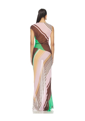 ROAME. Capri Maxi Dress in Pink,Brown. Size L. Also in XS, M, XL.