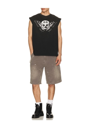 Ryoko Rain Butterfly Skull Sleeveless Tee in Black. Size L. Also in M, S.