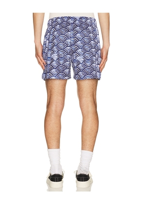 Ryoko Rain Seigaiha Waves Shorts in Blue. Size L. Also in M, S, XL/1X.