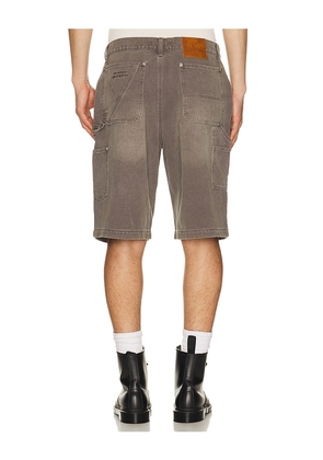 Ryoko Rain Double Knee Carpenter Shorts in Grey. Size 30. Also in 32, 34.