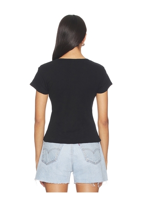 RAT BOI Pointelle Perfect Tee in Black. Size L. Also in XS, S, M, XL, XXL.