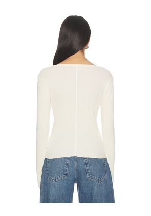 RE/DONE V Cut Baby Long Sleeve Tee in Ivory. Size L. Also in XS, S, M.