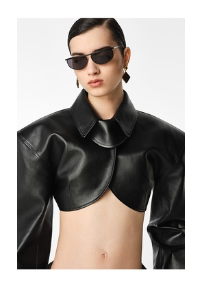 REVOLVE LOS ANGELES Agnes Cropped Leather Jacket in Black. Size L. Also in XXS, XS, S, M, XL.