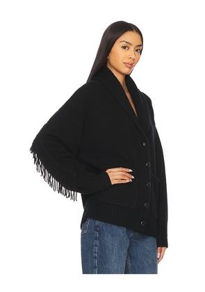 White & Warren Luxe Fringe Coatigan in Black. Size M. Also in L.