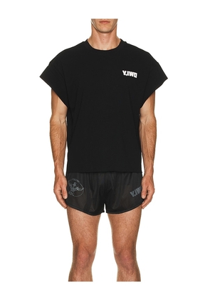Y,IWO Totally Awesome Cap Sleeve Tee in Black. Size M. Also in L, XL/1X.