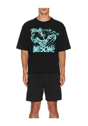 Y,IWO Totally Awesome Crop Tee in Black. Size M. Also in L, S.