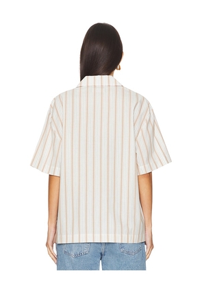 WAO Textured Stripe Camp Shirt in White. Size XL/1X. Also in XS, S.