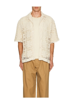 WAO Floral Crochet Camp Shirt in Cream. Size S. Also in XS.