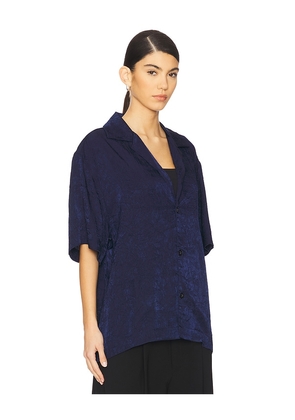 WAO Crinkled Short Sleeve Shirt in Navy. Size S. Also in XS, M.
