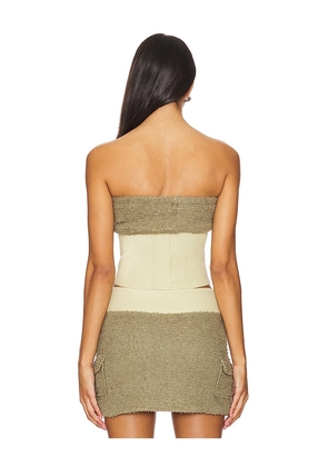 Zemeta Ribbon Stud Fuzzy Tube Top in Olive. Size M. Also in L.